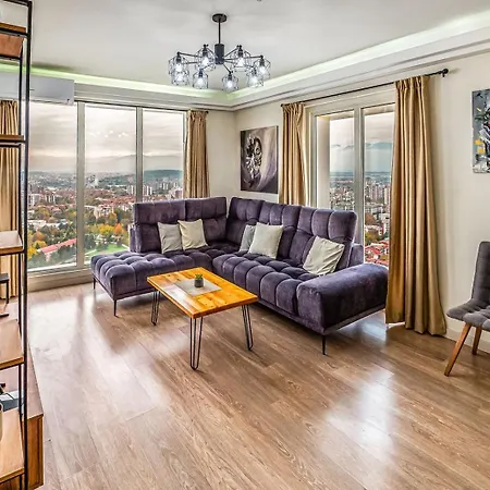 30th Floor, Sky Views, Balcony, Pool, Gym, Apartment Skopje